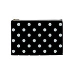 Polka Dots - White Smoke on Black Cosmetic Bag (M)