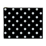 Polka Dots - White Smoke on Black Cosmetic Bag (XL)