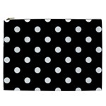 Polka Dots - White Smoke on Black Cosmetic Bag (XXL)