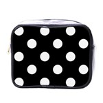 Polka Dots - White Smoke on Black Mini Toiletries Bag (One Side)