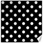 Polka Dots - White Smoke on Black Canvas 16  x 16 