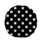 Polka Dots - White Smoke on Black Standard 15  Premium Round Cushion