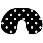 Polka Dots - White Smoke on Black Travel Neck Pillow