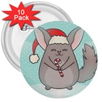 Christmas Chinchilla 3  Button (10 pack)