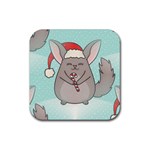 Christmas Chinchilla Rubber Coaster (Square)