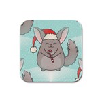 Christmas Chinchilla Rubber Square Coaster (4 pack)