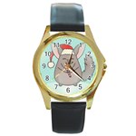 Christmas Chinchilla Round Gold Metal Watch