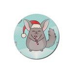 Christmas Chinchilla Rubber Round Coaster (4 pack)