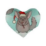 Christmas Chinchilla Standard 16  Premium Flano Heart Shape Cushion 