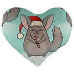 Christmas Chinchilla Large 19  Premium Flano Heart Shape Cushion