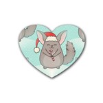 Christmas Chinchilla Rubber Coaster (Heart)