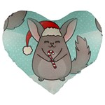 Christmas Chinchilla Large 19  Premium Heart Shape Cushion