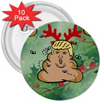 poop reindeer donald trump 3  Button (10 pack)