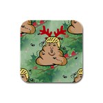 poop reindeer donald trump Rubber Square Coaster (4 pack)