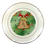 poop reindeer donald trump Porcelain Plate