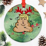 poop reindeer donald trump Round Ornament (Two Sides)