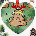 poop reindeer donald trump Heart Ornament (Two Sides)