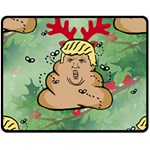 poop reindeer donald trump Fleece Blanket (Medium)