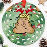 poop reindeer donald trump Ornament (Round Filigree)