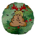 poop reindeer donald trump Large 18  Premium Round Cushion 