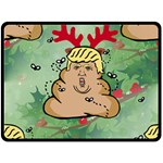 poop reindeer donald trump Double Sided Fleece Blanket (Large)