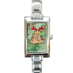 poop reindeer donald trump Rectangle Italian Charm Watch