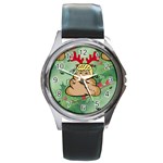 poop reindeer donald trump Round Metal Watch