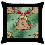 poop reindeer donald trump Throw Pillow Case (Black)