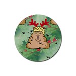 poop reindeer donald trump Rubber Round Coaster (4 pack)