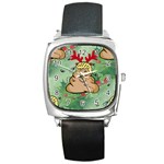 poop reindeer donald trump Square Metal Watch