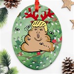 poop reindeer donald trump Ornament (Oval Filigree)