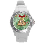 poop reindeer donald trump Round Plastic Sport Watch (L)