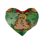 poop reindeer donald trump Standard 16  Premium Heart Shape Cushion 