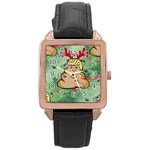 poop reindeer donald trump Rose Gold Leather Watch 