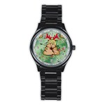 poop reindeer donald trump Stainless Steel Round Watch