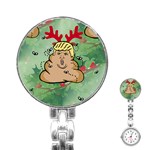 poop reindeer donald trump Stainless Steel Nurses Watch