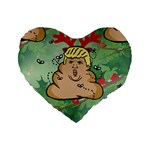 poop reindeer donald trump Standard 16  Premium Flano Heart Shape Cushion 