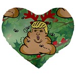 poop reindeer donald trump Large 19  Premium Flano Heart Shape Cushion