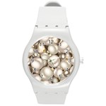 Christmas Silver Ornaments Round Plastic Sport Watch (M)