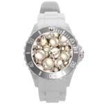 Christmas Silver Ornaments Round Plastic Sport Watch (L)