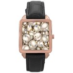 Christmas Silver Ornaments Rose Gold Leather Watch 