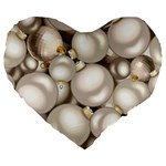 Christmas Silver Ornaments Large 19  Premium Flano Heart Shape Cushion