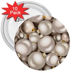 Christmas Silver Ornaments 3  Button (10 pack)