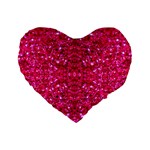 Hot Pink Glitter Standard 16  Premium Heart Shape Cushion 