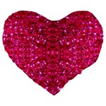 Hot Pink Glitter Large 19  Premium Heart Shape Cushion