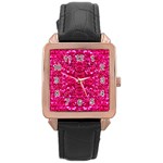 Hot Pink Glitter Rose Gold Leather Watch 