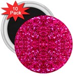 Hot Pink Glitter 3  Magnet (10 pack)