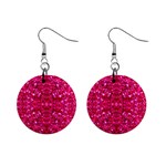 Hot Pink Glitter 1  Button Earrings