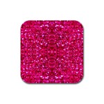 Hot Pink Glitter Rubber Coaster (Square)