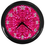 Hot Pink Glitter Wall Clock (Black)